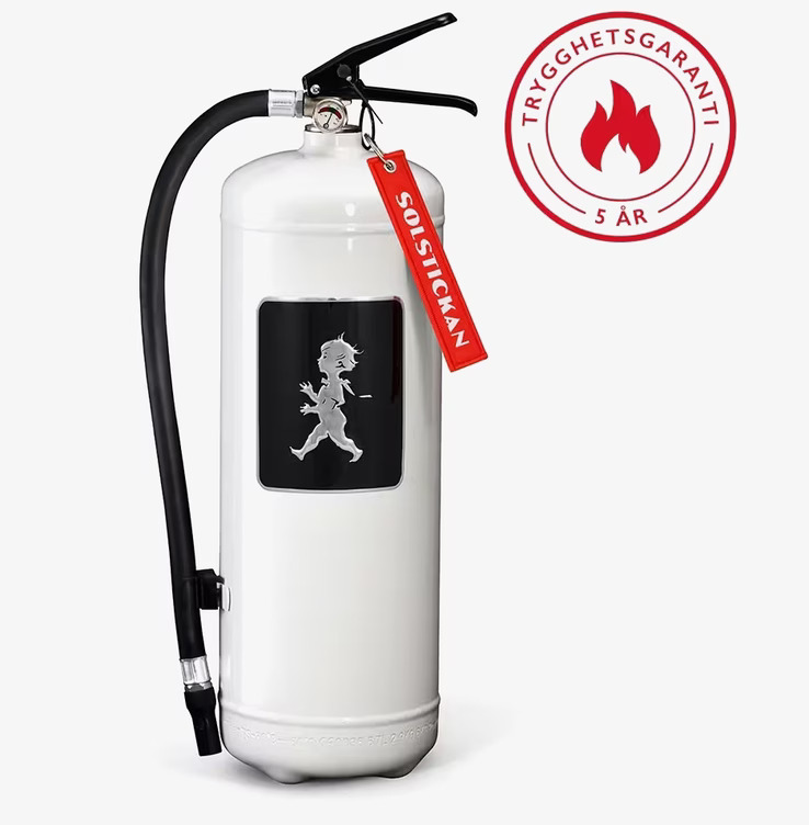 Brandsläckare 6 Kg Vit Med Svart Emblem från Solstickan