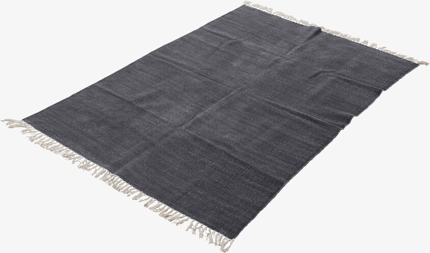 Matta Grå 140x200 från Ernst med vita fransar på kortsidorna