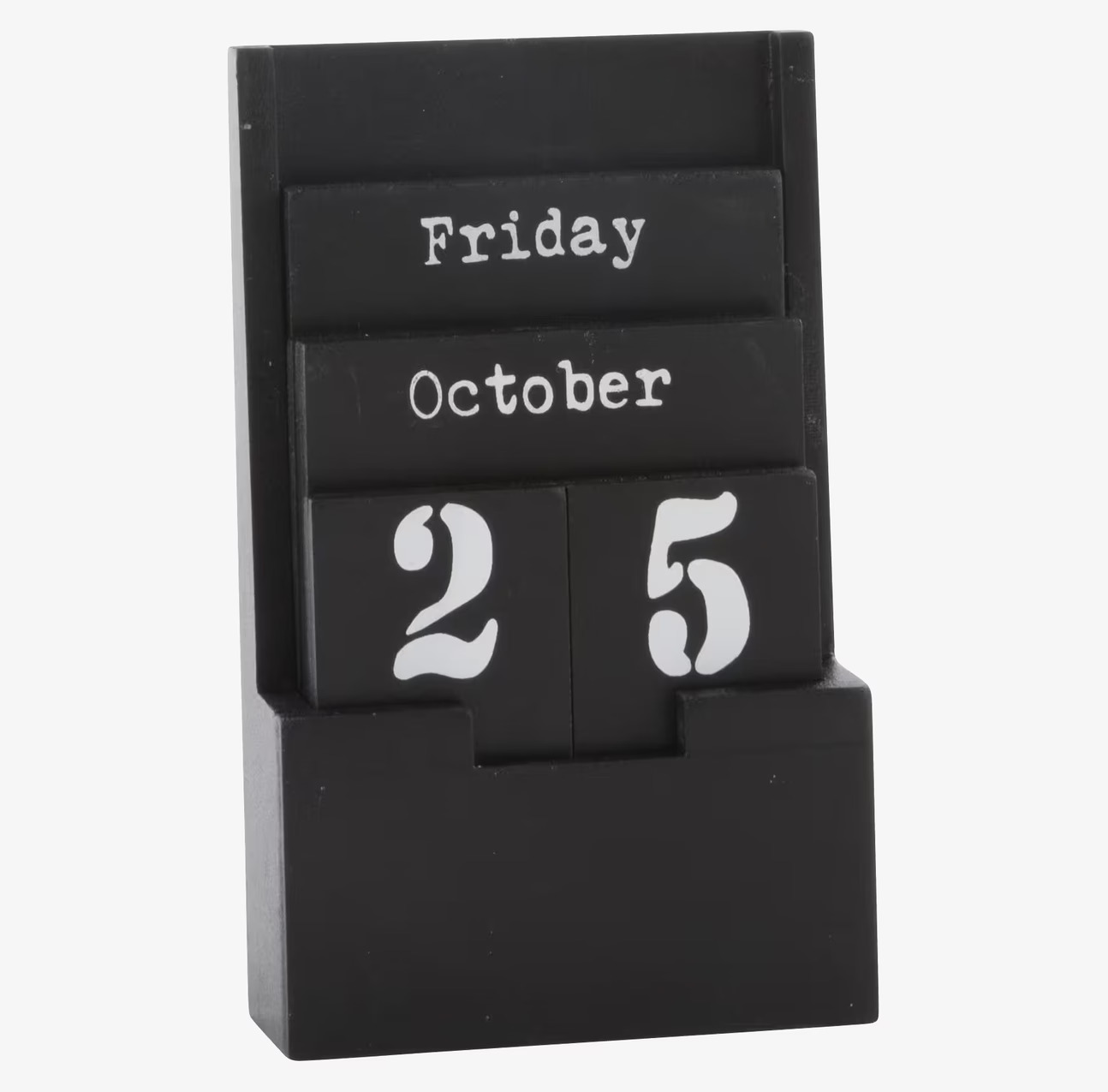 Evighetskalender från IB Laursen i svart trä med vita siffror