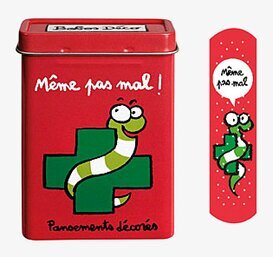 Plåsterburk Röd från Derriére la porte med glad orm-design