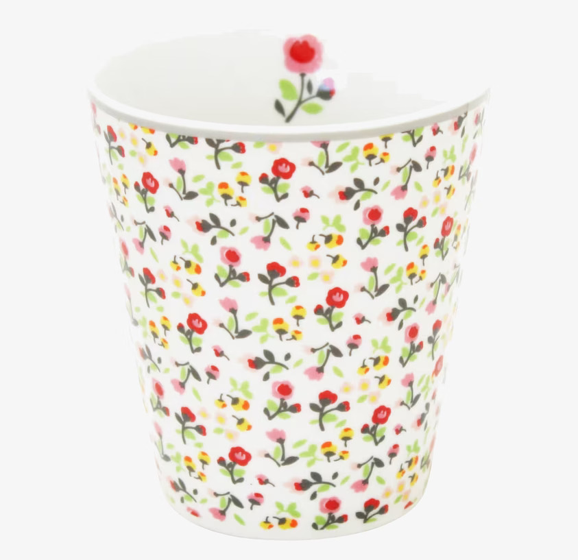 Happy Mugs - White Mille Fleurs från Krasilnikoff med blommor