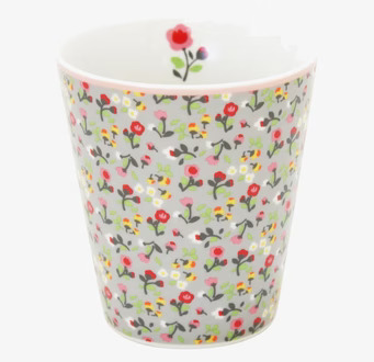 Happy Mugs - Grey Mille Fleurs från Krasilnikoff, blommig mugg