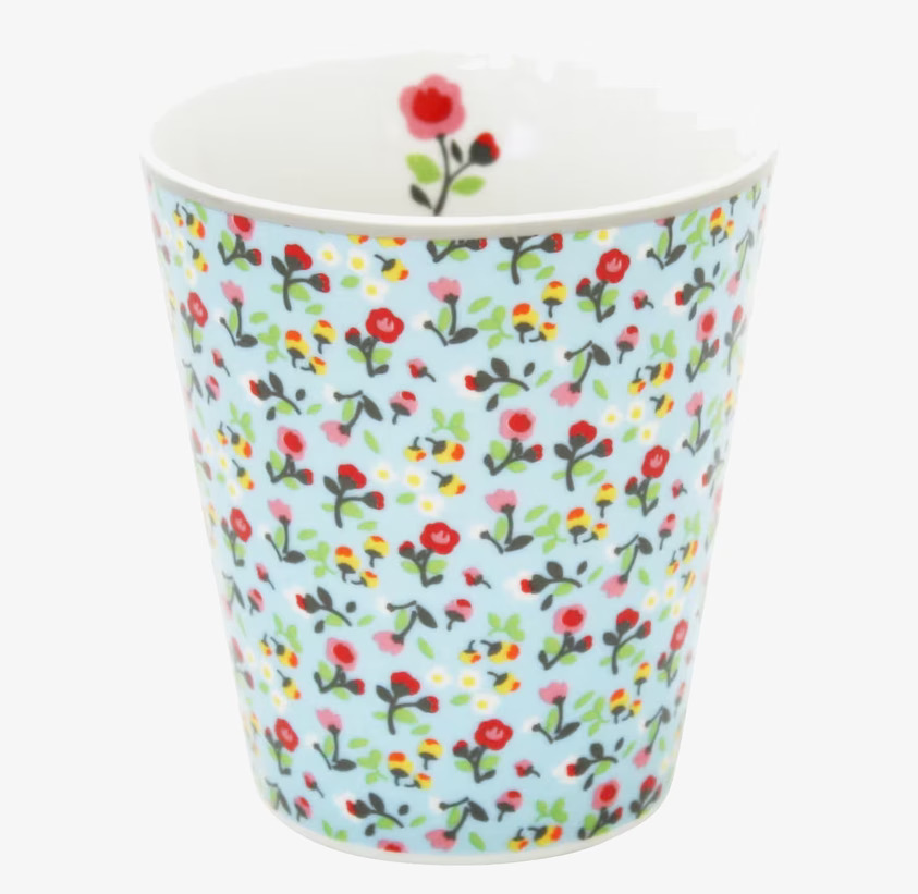 Happy Mugs - Blue Mille Fleurs från Krasilnikoff, blommig mugg