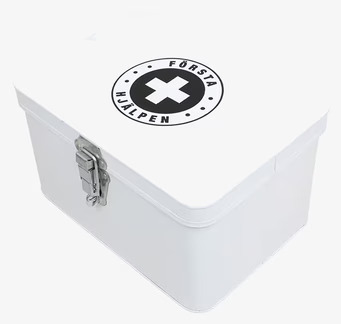 Medicinlåda Vit/Svart från Strömshaga med tydlig märkning