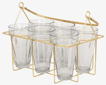 Dricksglas I Korg Mässing från Strömshaga med sex glas