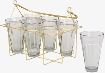 Dricksglas I Korg Mässing från Strömshaga med sex glas