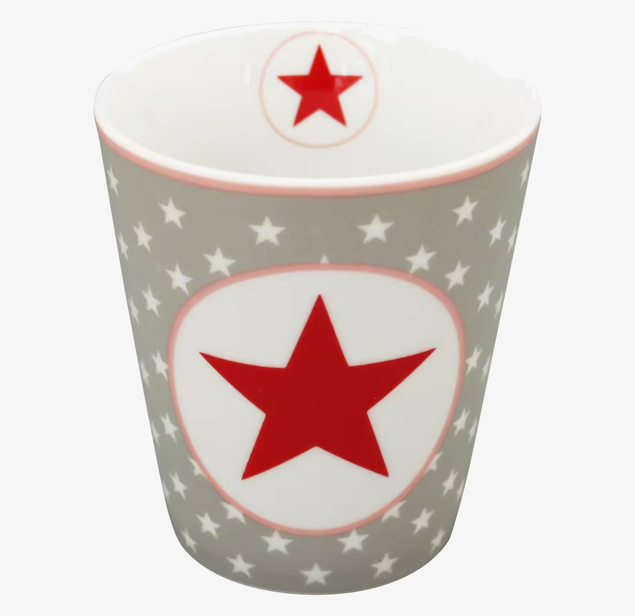 Krasilnikoff Happy Mugs - Big Star Grey med röd stjärna