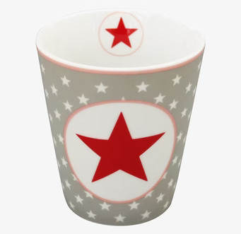 Krasilnikoff Happy Mugs - Big Star Grey med röd stjärna
