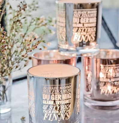 Mamma/Mor Rosé - Majas Cottage ljuslykta av glas med text