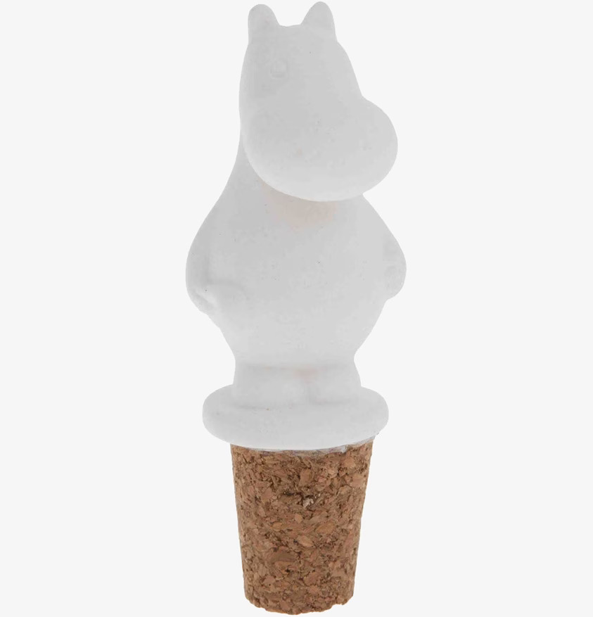 Flaskkork Mumintroll från Pluto Produkter på en vinflaska