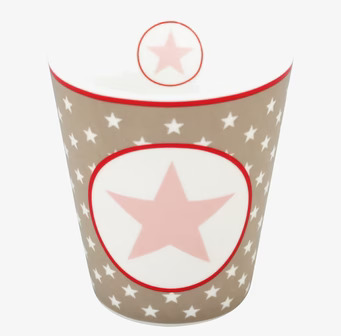 Happy Mugs - Big Star Taupe från Krasilnikoff med stjärndekor