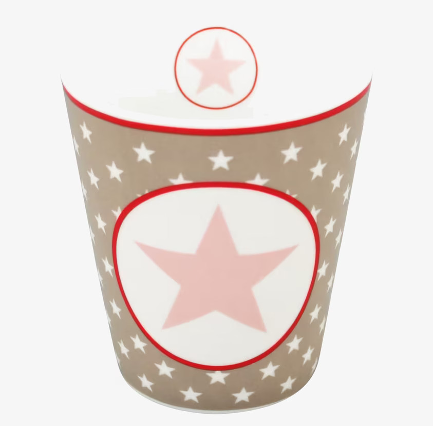 Happy Mugs - Big Star Taupe från Krasilnikoff med stjärndekor