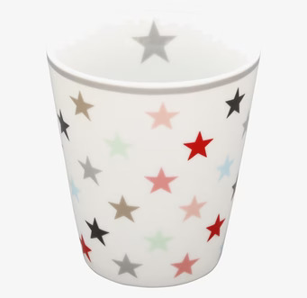Happy Mugs - White Multi från Krasilnikoff med stjärnmönster