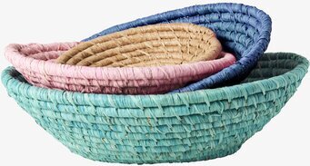 Ovala Brödkorgar Rice från Rice i fyra färger, staplade