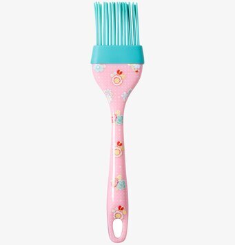 Silikonborste Rosa från Rice med rosa handtag och blå borst