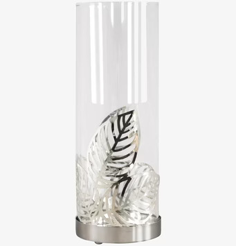 Glasvas Löv från Pluto Produkter med silverfärgade metallblad