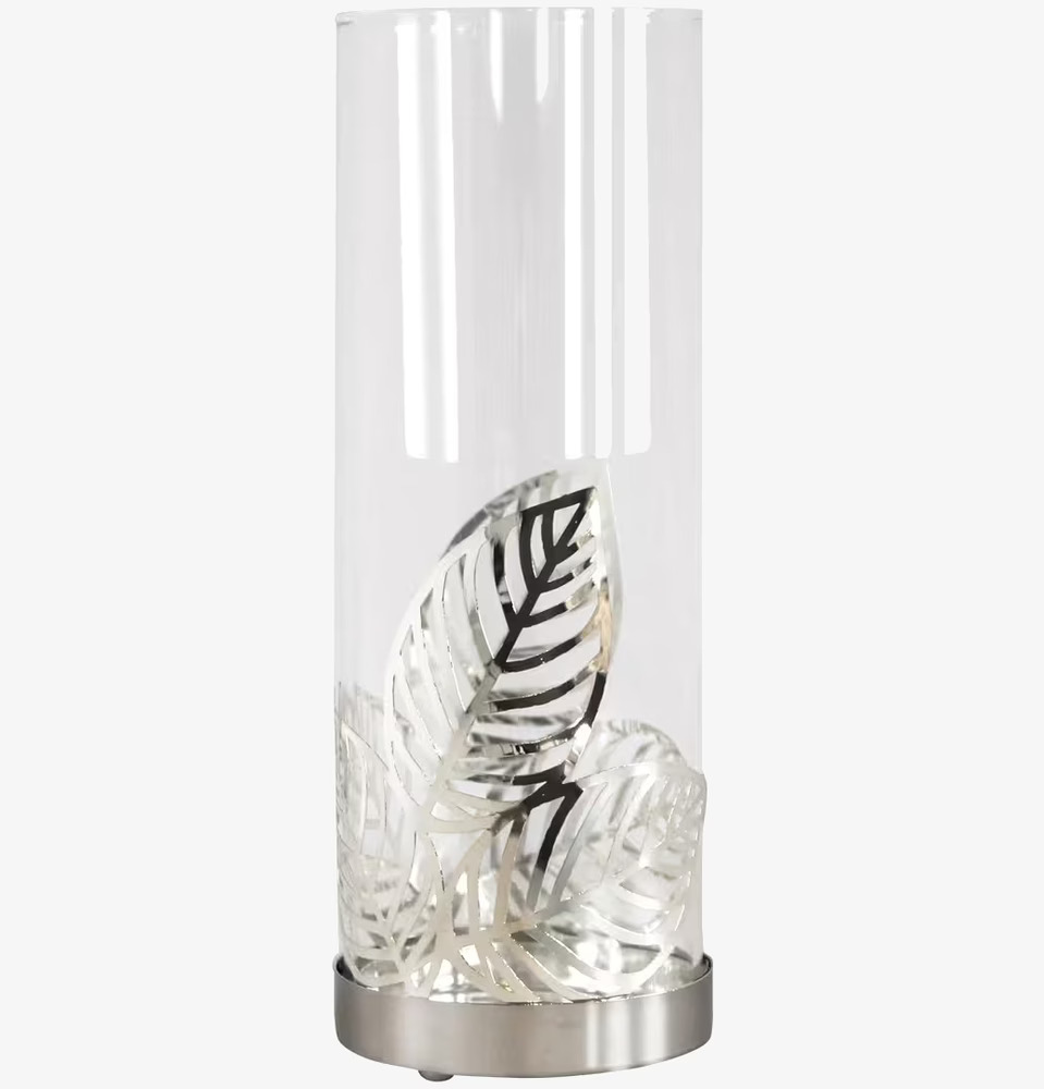 Glasvas Löv från Pluto Produkter med silverfärgade metallblad