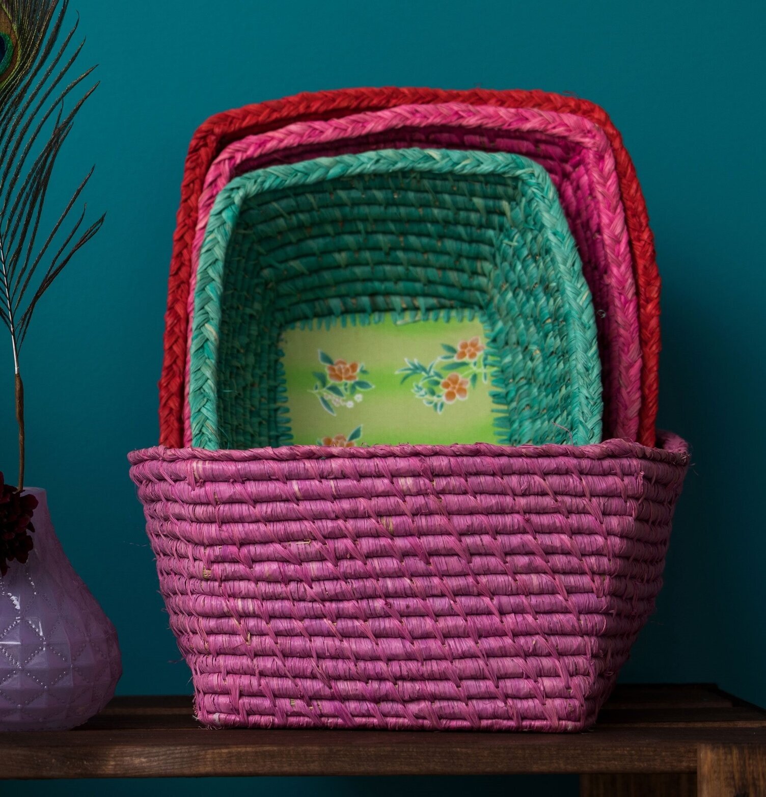 Förvaring/Brödkorgar Rice, färgglada och handflätade från Rice