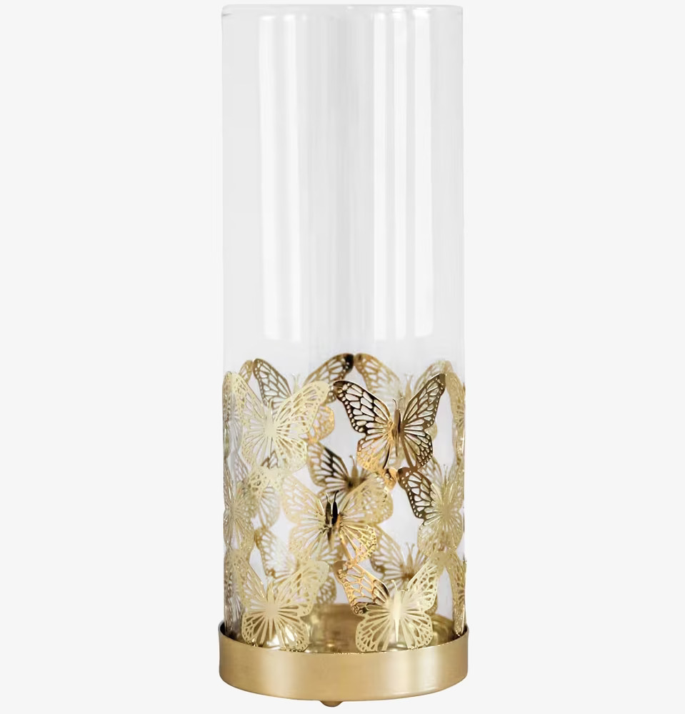Glasvas Fjäril från Pluto Produkter med guldfärgade fjärilar