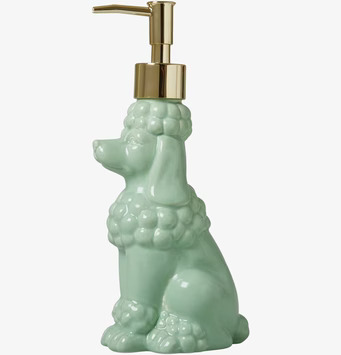 Tvålpump Pudel Grön från Rice i keramik med guldpump