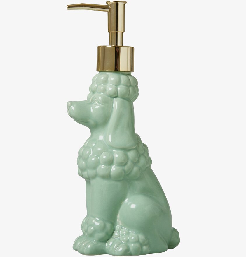Tvålpump Pudel Grön från Rice i keramik med guldpump