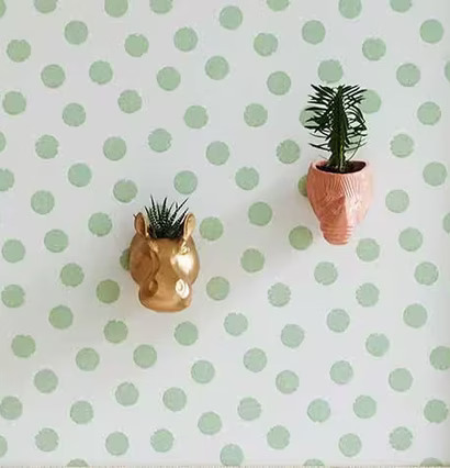 Hängande Kruka Noshörning Korall från Rice på prickig vägg