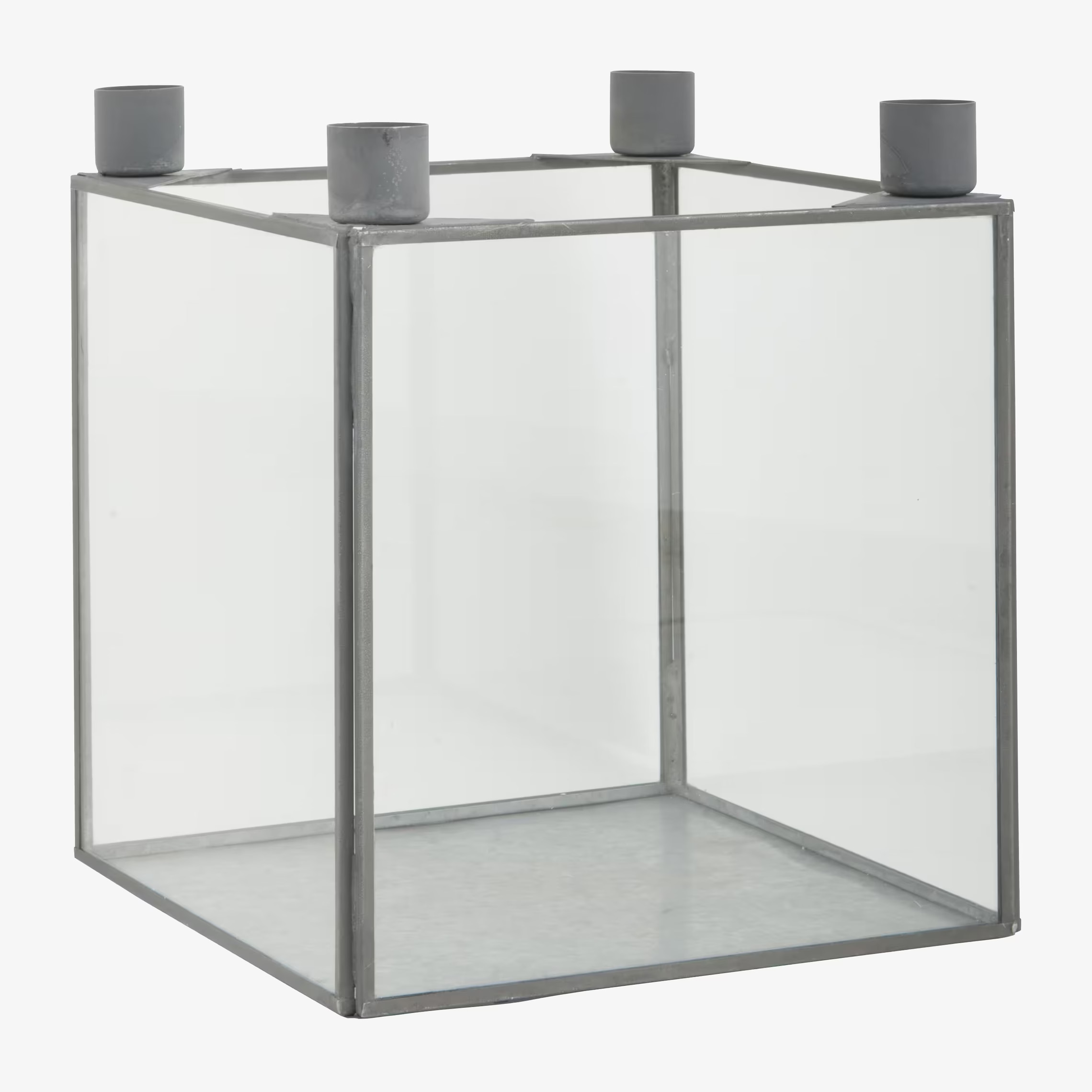 Glasbox Ljuslykta Grå XL från IB Laursen i metall och glas