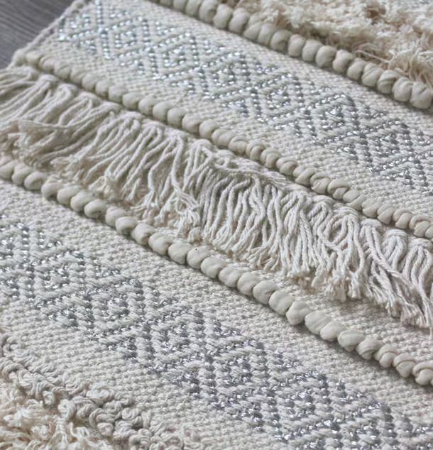 Boho Matta Natur/Silver från Majas Cottage med silverinslag