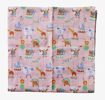 Snuttefilt Muslin 3-Pack Rosa från Rice med cirkusmotiv