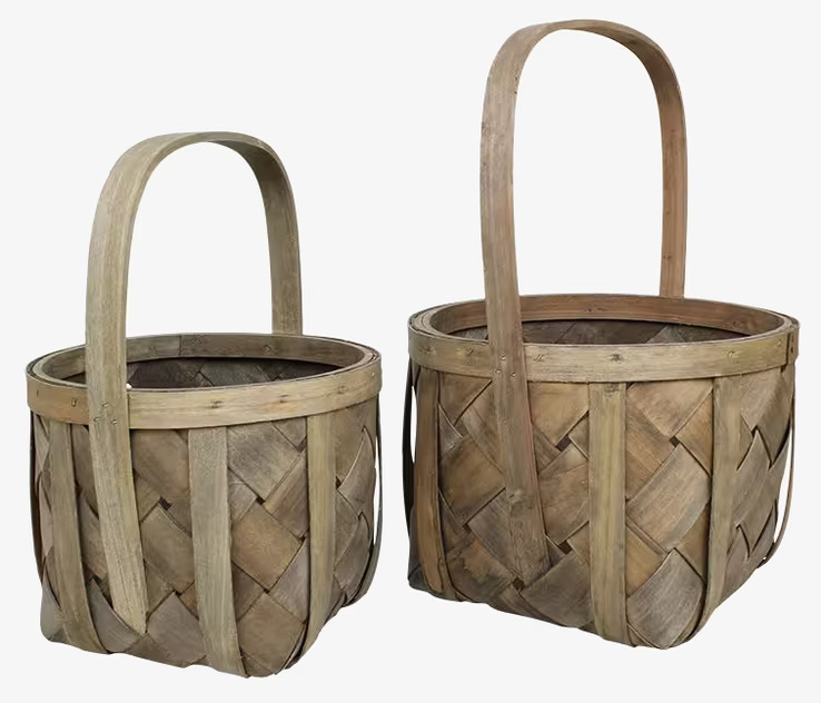 Spånkorg Rund Grå Liten från Strömshaga med handtag