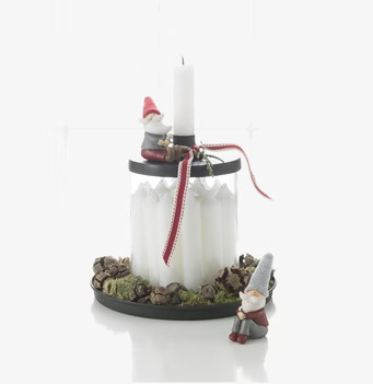 Ljusstake Glasburk från IB Laursen med tomte och ljus