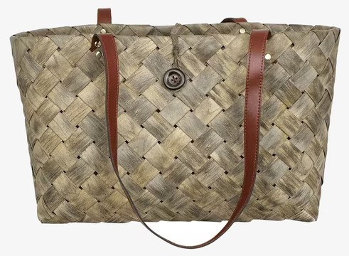 Strandväska Spån Grå från Strömshaga med läderhandtag