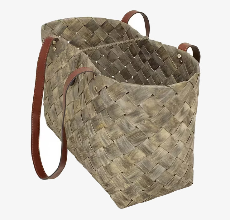 Strandväska Spån Grå från Strömshaga med läderhandtag