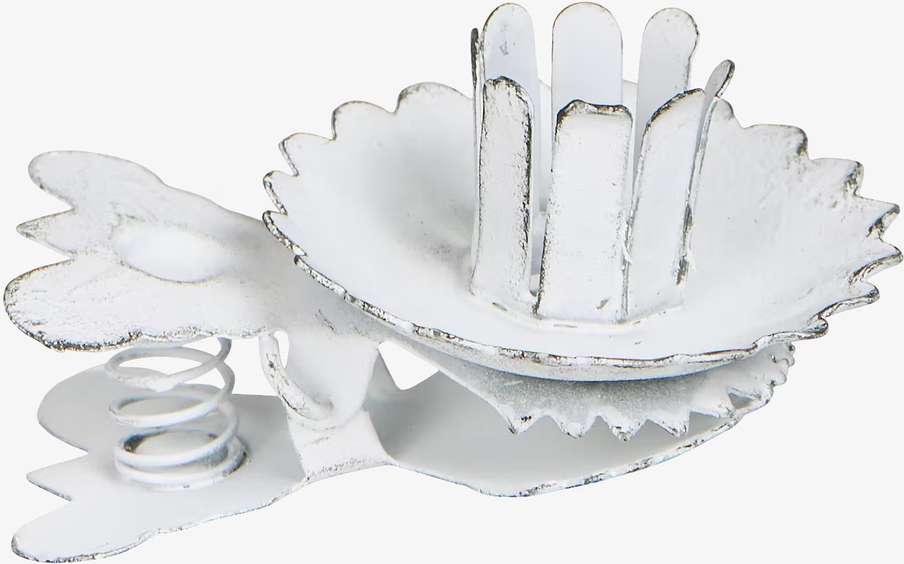 Ljusclips Vit från IB Laursen i vitmålad metall, blomformad