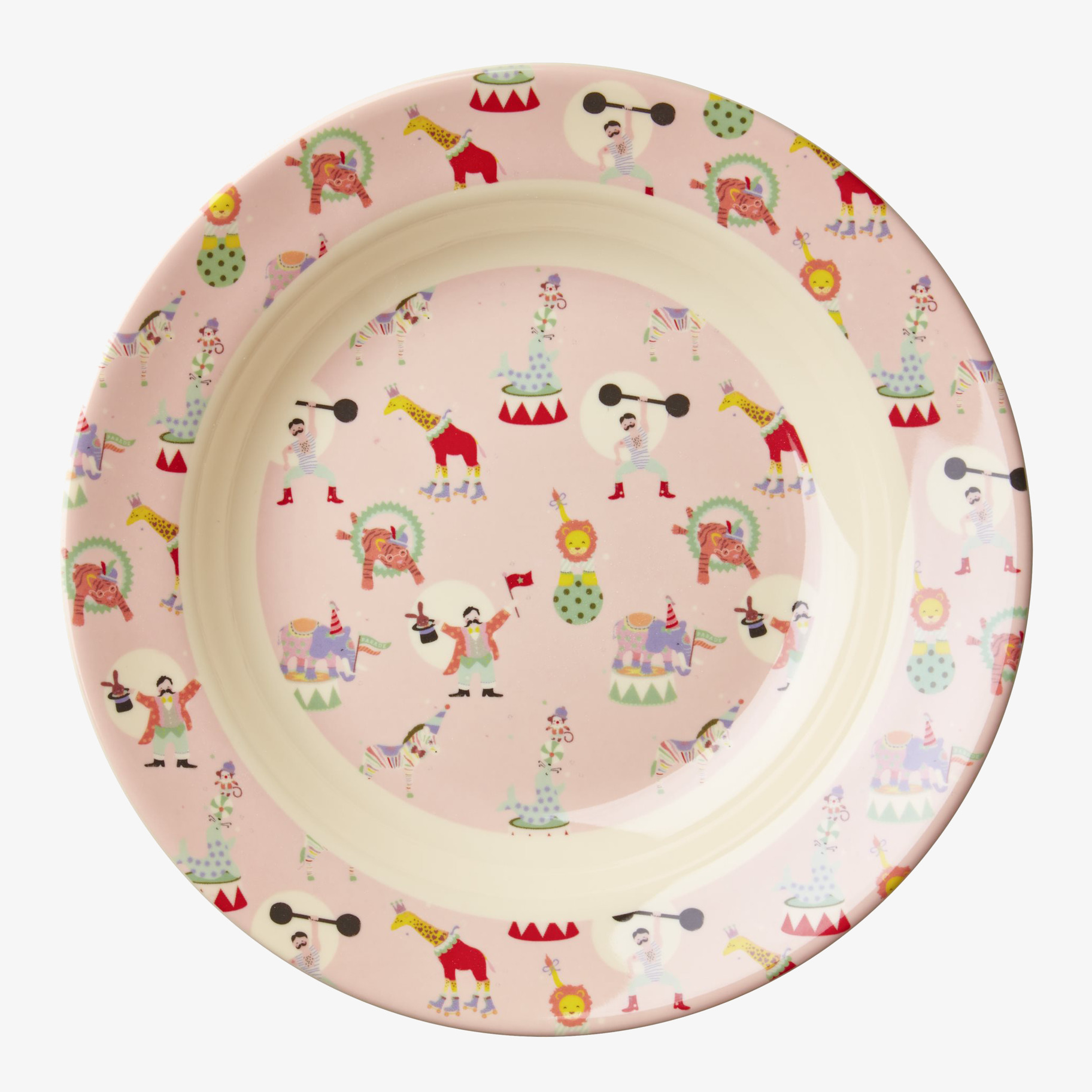 Tallrik Djup Circus Print Pink från Rice med cirkusmotiv