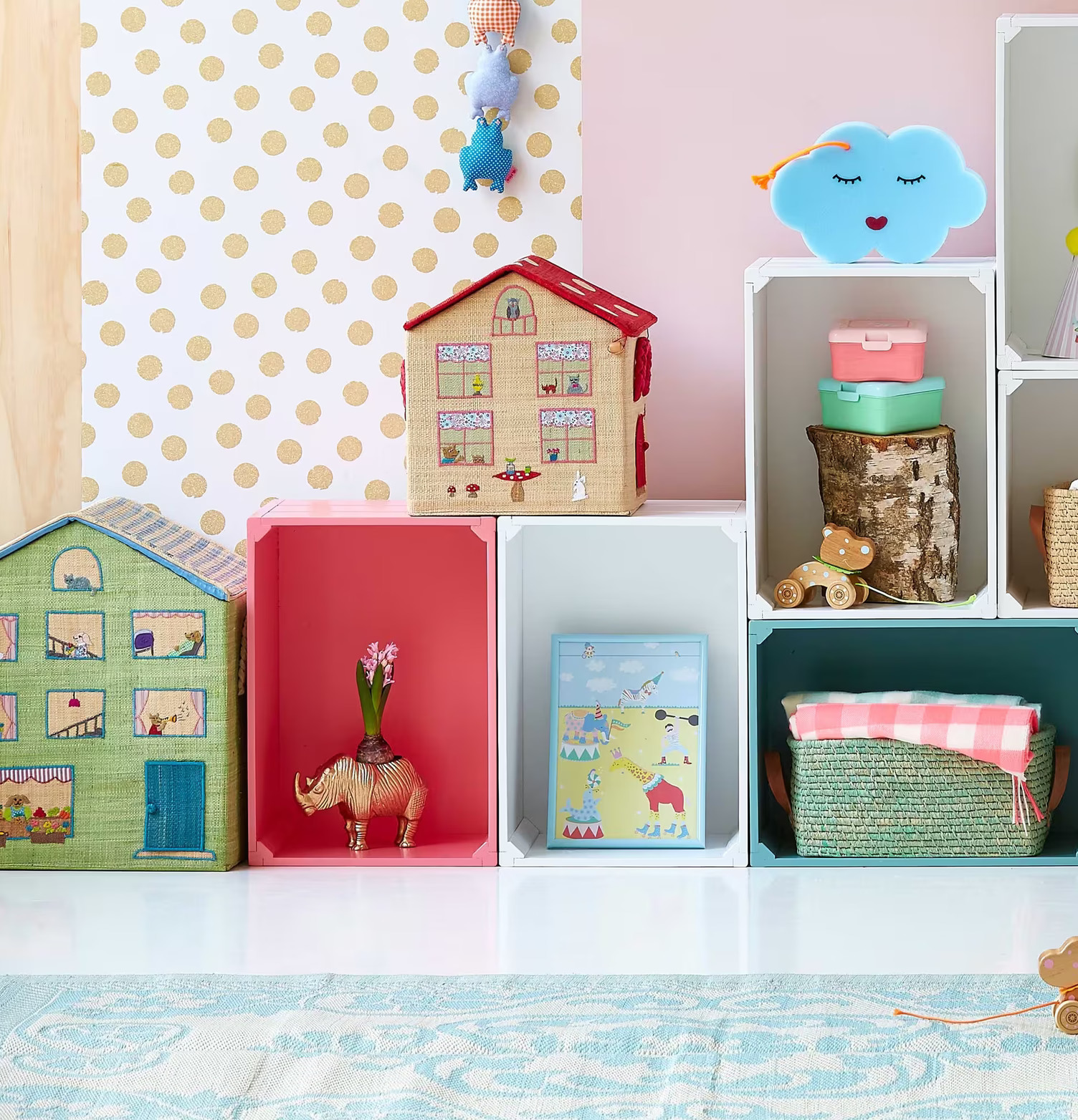 Förvaringskorg Medium High Rise från Rice i mintgrön väv