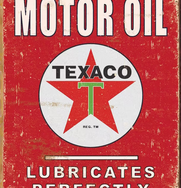 Plåtskylt Texaco Lubricates Perfectly Americana Classic Vintage