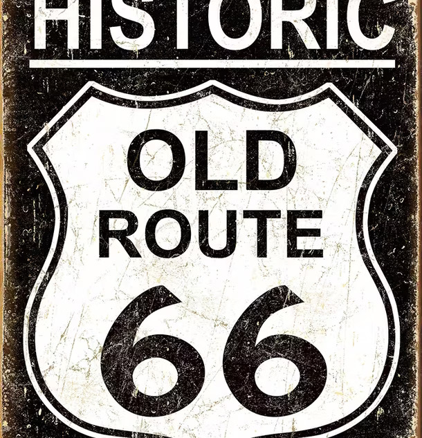 Plåtskylt Old Route 66 från Americana Classic Vintage