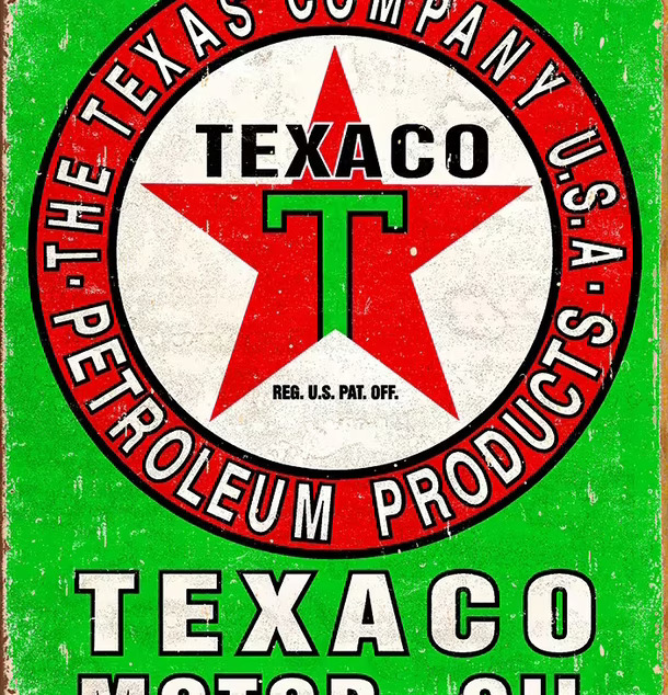 Plåtskylt Texaco Oil Weathered från Americana Classic Vintage