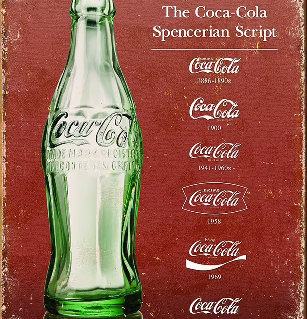 Plåtskylt Coca Cola Script Heritage från Americana Classic Vintage