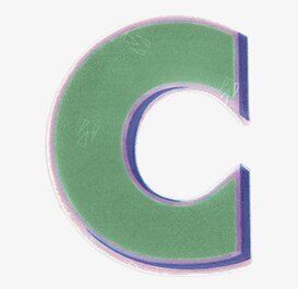 Reflexklistermärken från Firefly, formad som bokstaven C