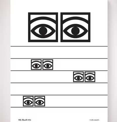 Ögon Cacao -1956-White Stripes affisch från Olle Eksell