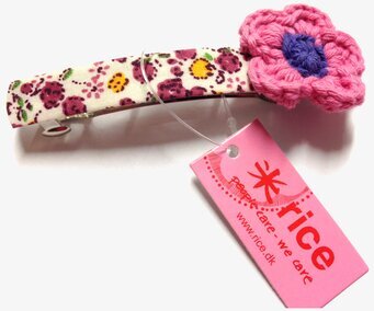 Hårspänne Rosa/Lila/Beige från Rice med virkad blomma