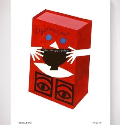 Affisch Ögon Cacao-1956-Red Box designad av Olle Eksell
