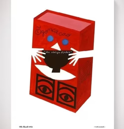 Affisch Ögon Cacao-1956-Red Box designad av Olle Eksell