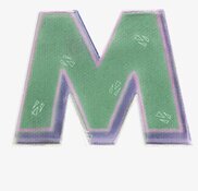 Reflexklistermärken från Firefly, bokstav M med lila kant