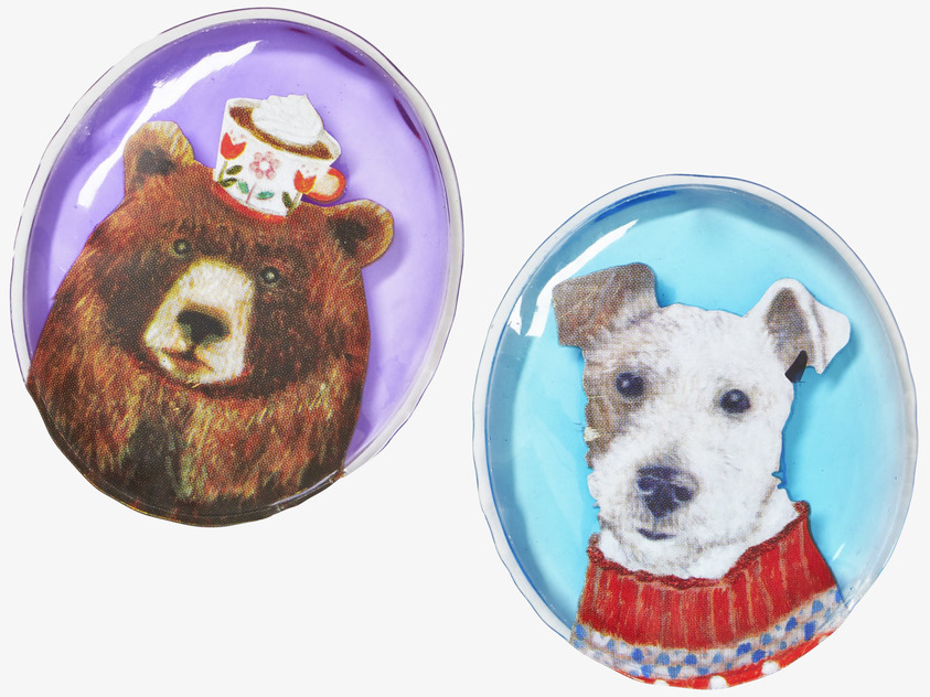 Handvärmare från Rice med illustrationer av björn och hund