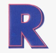 Reflexklistermärken från Firefly, bokstaven R i blått