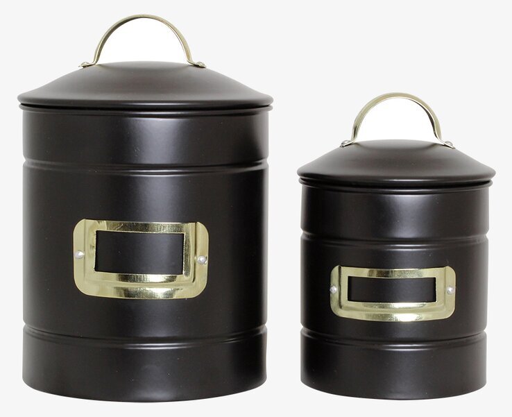 Plåtburk Hilma Liten Svart/Mässing från Strömshaga