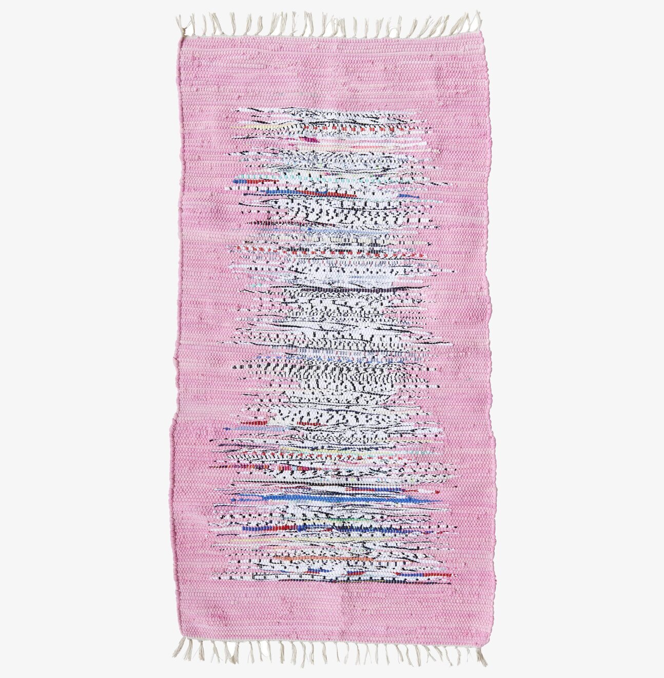 Trasmatta Rosa RICE från Rice med färgglada mönster och fransar